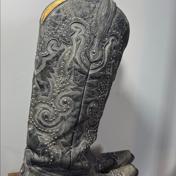 Vintage Corral Cowboy Boots Gray Leather Silver Studs Women's Size 10 - Picture 7 of 16